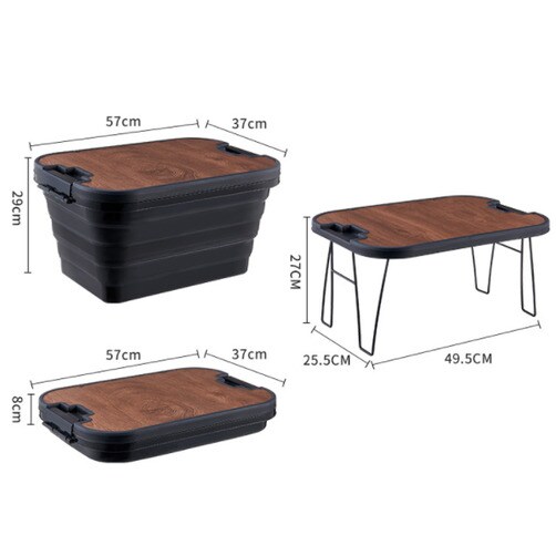 아웃도어 접이식 수납함 테이블 폴딩 테이블 포함 수납함 - 블랙