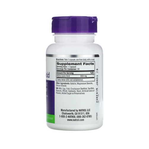 노화방지! 나트롤 알파리포산 600 mg, 30캡슐