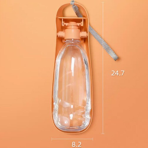 반려동물 강아지 휴대용 급수기 물통 550ml 강아지산책물병 L형 - 오렌지