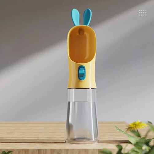 강아지 물컵 휴대용 산책 간식물병 외출 급수기 텀블러 애완동물 아웃도어 음수 보틀병 400ml - 옐로우_급수400ml