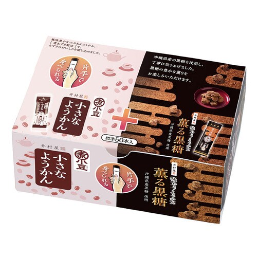 [imuraya]이무라야 한 손으로 먹기좋은 양갱_흑당맛&미니사이즈 세트 725g (약 50개입)