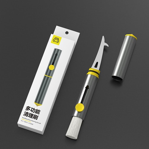 차량용 에어컨 송풍구 다기능 청결 브러쉬 클리닝 브러쉬  차량용 안전 해머 - 그레이