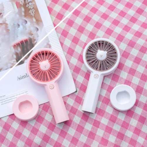 미니 휴대용 선풍기 핸디 선풍기 손선풍기 탁상용 거치대 - 화이트+핑크