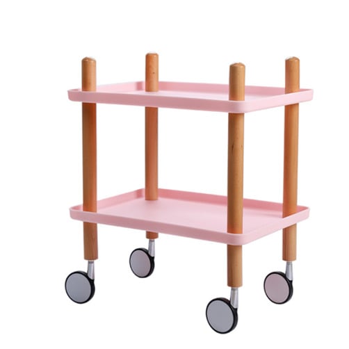 북유럽풍 다용도 카트 주방용 수납대 - 핑크