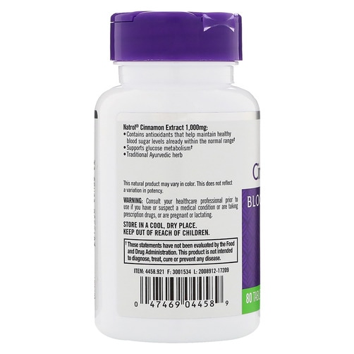 나트롤 혈당 관리에 좋은 계피 시나몬 추출물 1,000mg, 80 tabs