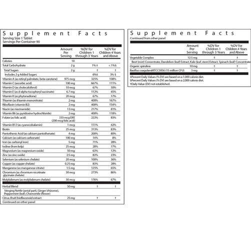 레인보우 라이트 키즈용 원, 푸드 베이스 멀티 비타민 90타블렛