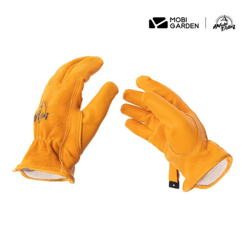 Mobi Garden 모비가든 캠핑 장갑 안전장갑 가죽 화로 바베큐 장갑 내고온장갑 - 오렌지 M