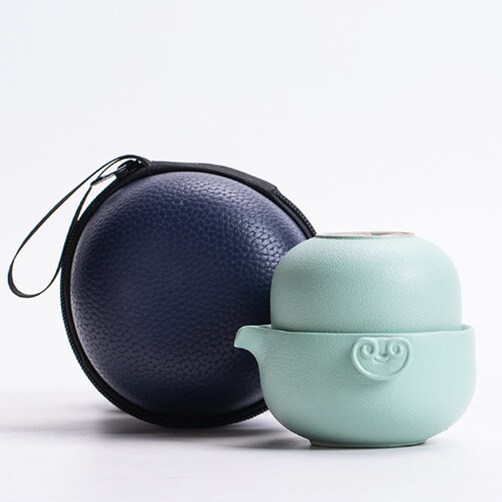 여행용 다기세트 다구 휴대용 아웃도어 세라믹 1인용 쾌객배 - 민트