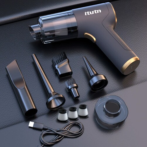 itutn 차량용 에어건 청소기 무선 에어건 휴대용 자동차 충전식 미니 핸디형 청소기 - 세트2(필터 3개)