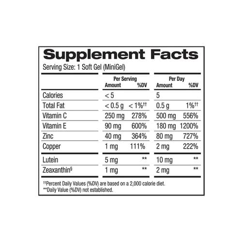 눈 건강을 위한 바슈롬 프리저비전 AREDS 2, 210 소프트젤