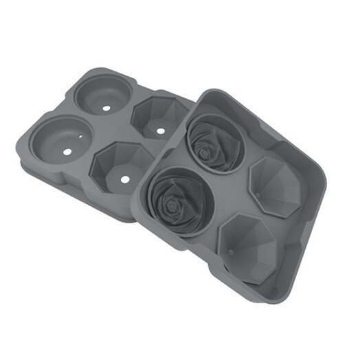 위스키 실리콘 아이스큐브 트레이 로즈 얼음틀 다이아 얼음틀 장미꽃 다이아모형 얼음트레이 - 그레이