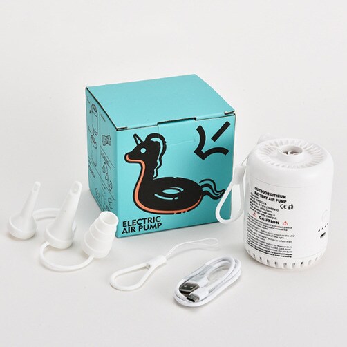 아웃도어 휴대용 에어펌프 4000mAh  다용도 전동 에어펌프 공기충전 공기배출 조명램프 탑재 - 화이트