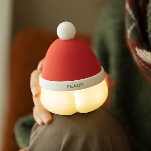 3in1 크리스마스 복숭아 무드등 겸 손난로 4000mAh - 레드