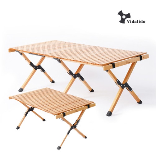 Vidalido 비달리도 아웃도어 캠핑 솔리드 우드 롤테이블 휴대용 접이식 차량용 가정용 느티나무 접이식 테이블 - 120cm