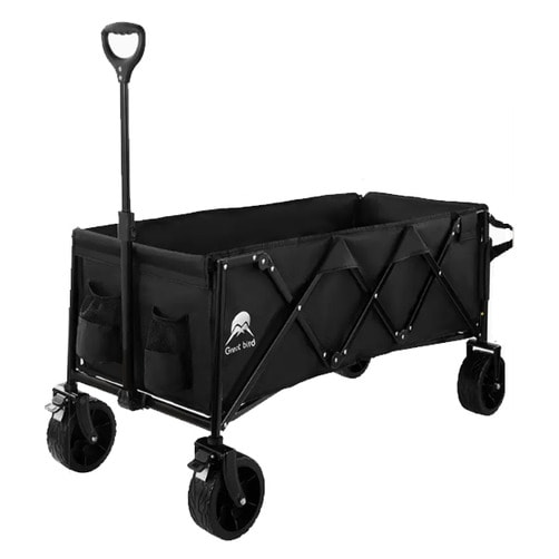 오픈가능 확장 캠핑 카트 Great bird 캠핑 웨건 트레일러 야외 접이식 대형 피크닉 웨건 - 블랙
